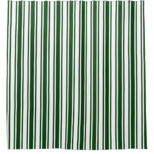 Dark green and white candy stripes shower curtain