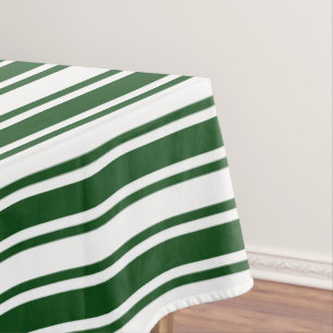 Dark green and white candy stripes tablecloth