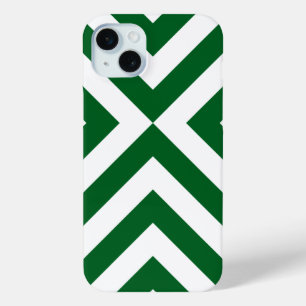 Dark Green and White Chevrons iPhone 15 Mini Case