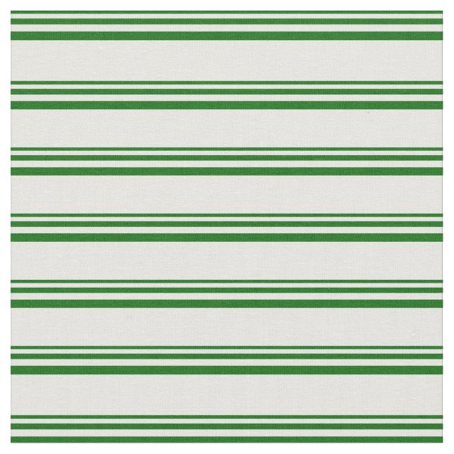 Dark Green and White Coloured Stripes Pattern Fabric (Close Up)