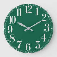 Dark Green and White Face Wall Clock