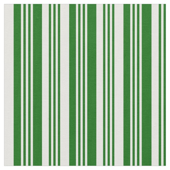 Dark Green and White Lined Pattern Fabric (Close Up)
