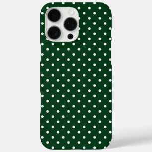 Dark Green and White Polka Dot Pattern iPhone 16 Pro Max Case