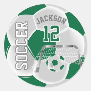 Dark Green and White Soccer Ball Classic Round Sticker