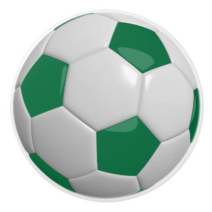 Dark Green and White Soccer Ball / Football Ceramic Knob