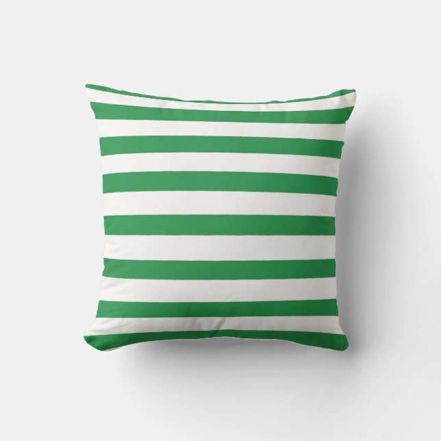 Dark Green and White Stripes Cushion (Front)