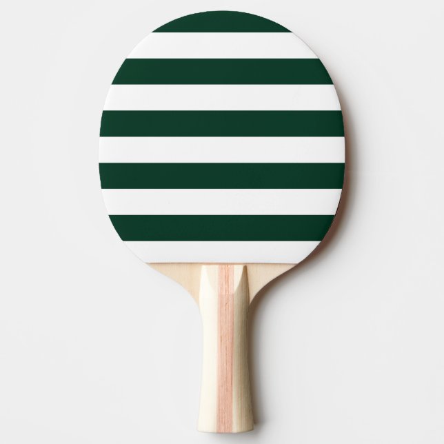 Dark Green and White Stripes Ping Pong Paddle (Front)