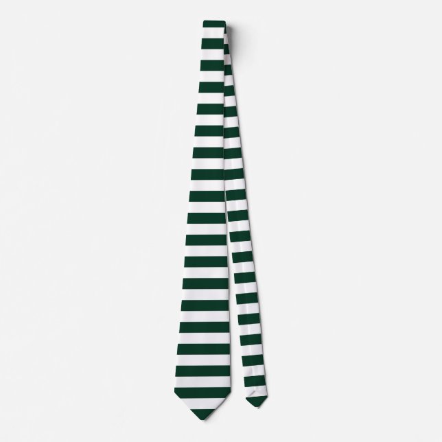 Dark Green and White Stripes Tie (Front)