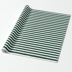 Dark Green and White Stripes Wrapping Paper