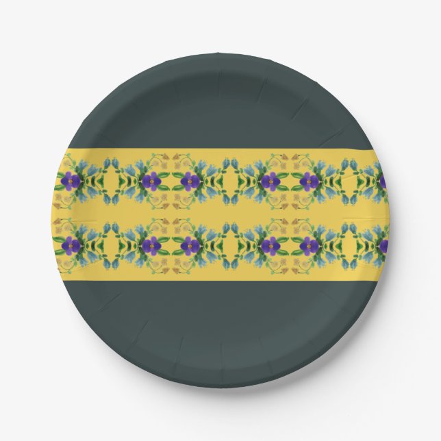 Dark Green And Yellow  Paper Plate (Front)