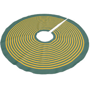 Dark Green and Yellow Striped Christmas Holiday Brushed Polyester Tree Skirt