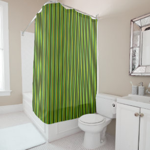 Dark Green And Yellow Stripes Shower Curtain