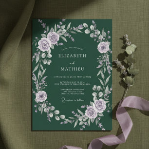 Dark Green Atmospheric Winter Wedding Invitation