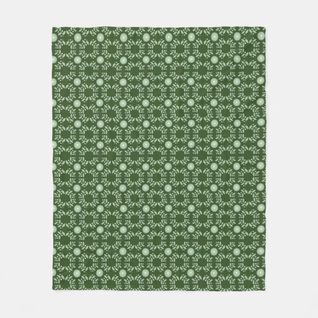 Dark Green Aztec Leaf Pattern Blanket (Front)
