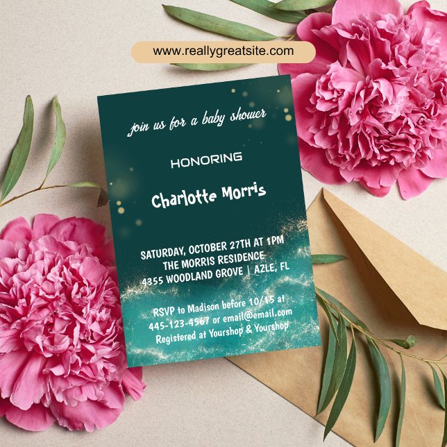 Dark Green Baby Shower Invitation (Creator Uploaded)