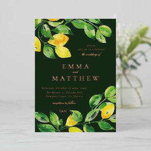 Dark Green Background Watercolor lemons 