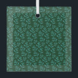 Dark Green Background with Teal Botanical Leaves Glass Tree Decoration<br><div class="desc">Seamless pattern of teal botanical leaves on a dark green background. The repeating leaf motifs create a harmonious,  nature-inspired design.</div>