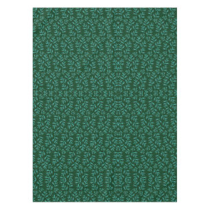 Dark Green Background with Teal Botanical Leaves Tablecloth