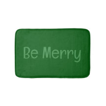 Dark Green "Be Merry" Bath Mat with Optional Text
