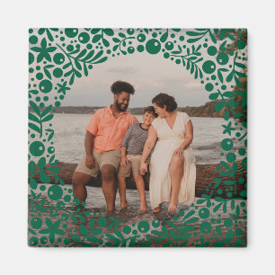 Dark Green Berry Border Frame Photo Magnet