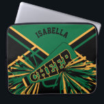 Dark Green, Black & Gold Cheerleader Design Laptop Sleeve<br><div class="desc">Dark green, black & gold Cheerleader Design computer sleeve. Need another colour(s), please contact. Electronic Laptop Sleeves. ⭐This Product is 100% Customisable. Graphics and /or text can be added, deleted, moved, resized, changed around, rotated, etc... 99% of my designs in my store are done in layers. This makes it easy...</div>
