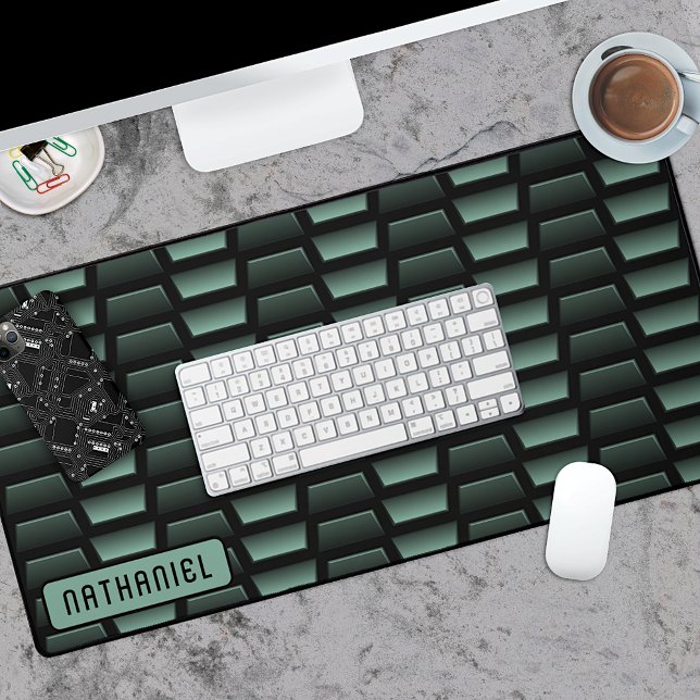 Dark Green Black Industrial Stainless Steel Art Desk Mat (Creator Uploaded)