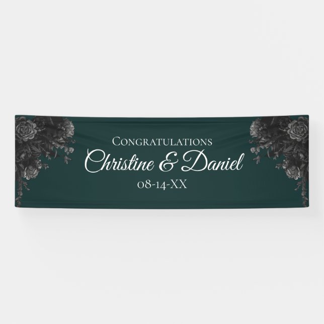 Dark Green Black Wedding Banner (Horizontal)