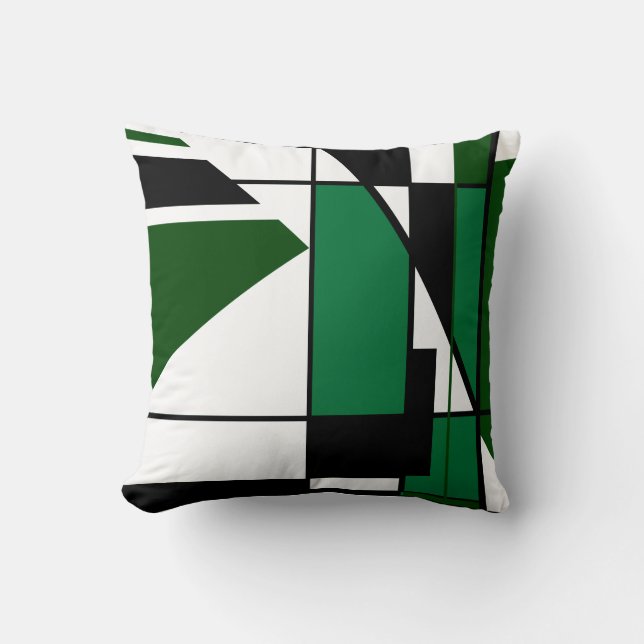 Dark Green Black White Mosaic-like MCM Look Design Cushion (Front)