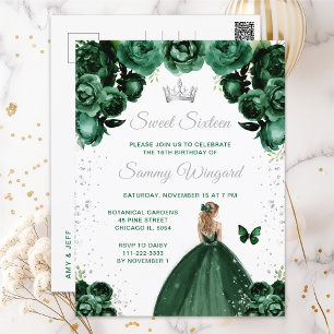 Dark Green Blonde Hair Princess Sweet Sixteen Postcard