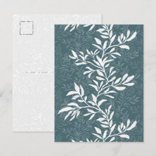 Dark Green Botanical Leaf Vine Art Postcard