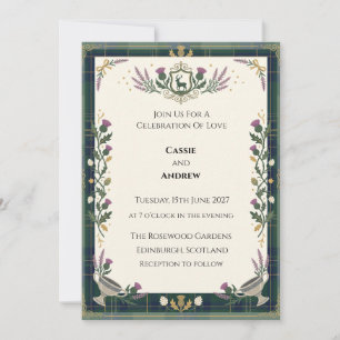 Dark Green Botanical Wedding Invitation