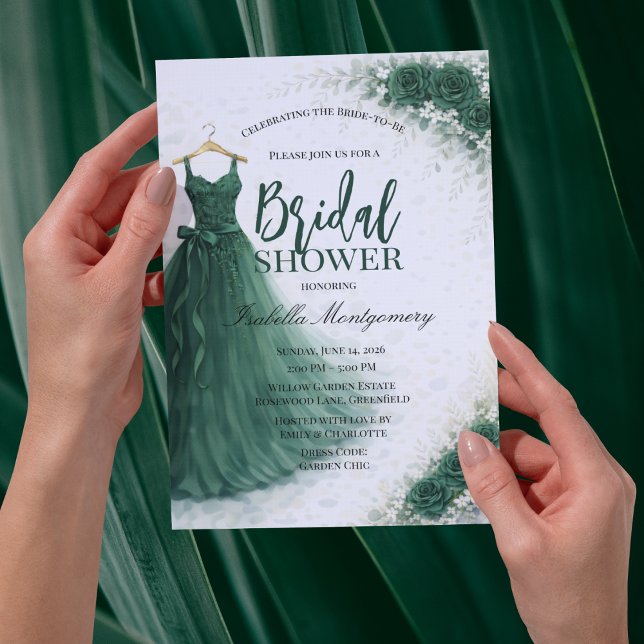 Dark Green Bridesmaid Dress Bridal Shower Invitation (Dark Green Bridesmaid Dress Bridal Shower Invitation
)