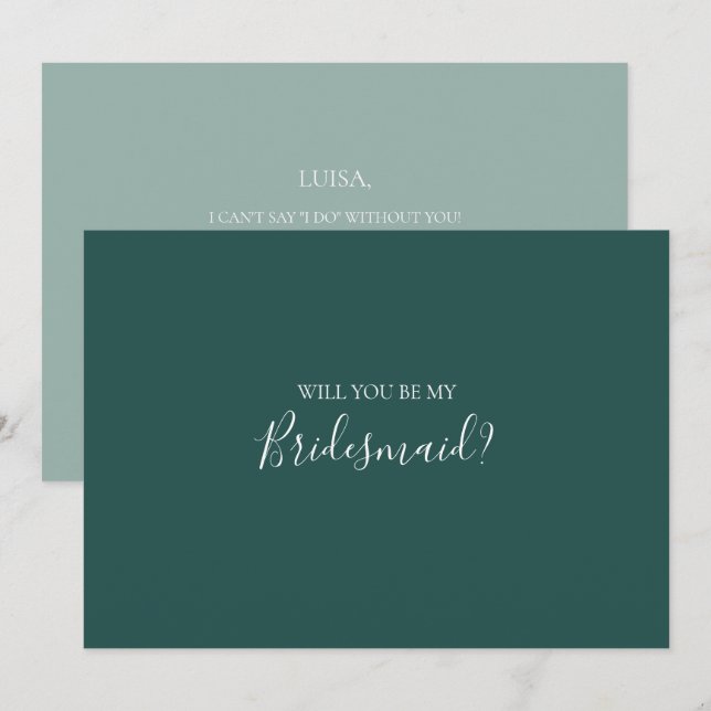 Dark Green Bridesmaid Proposal Card (Front/Back)