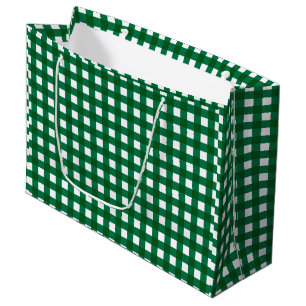 Dark Green Buffalo Check Plaid Christmas Large Gift Bag