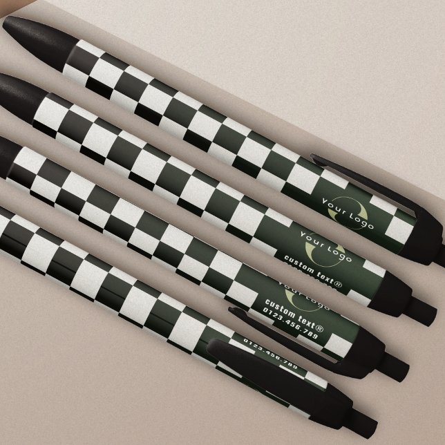 Dark green Business logo Company brand Checkers Black Ink Pen (Creator Uploaded)