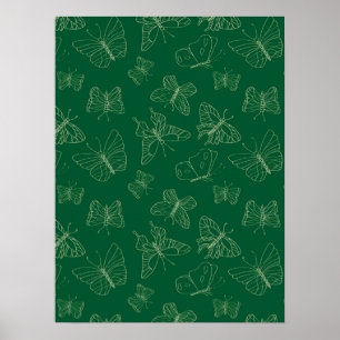 Dark Green Butterfly Print, Nature Inspired Poster