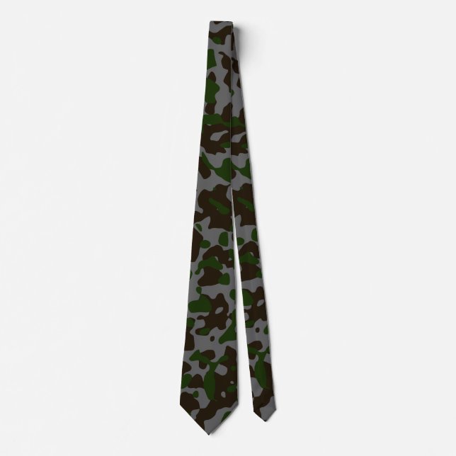 Dark Green Camouflage in Brown and Grey Tie (Front)