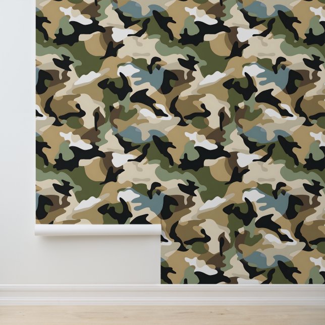 Dark Green Camouflage Wallpaper (Application)