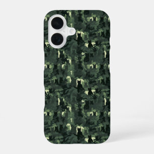 Dark Green Cat Camouflage iPhone 16 Case