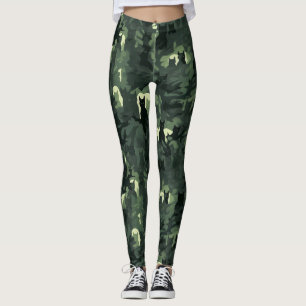Dark Green Cat Camouflage Leggings