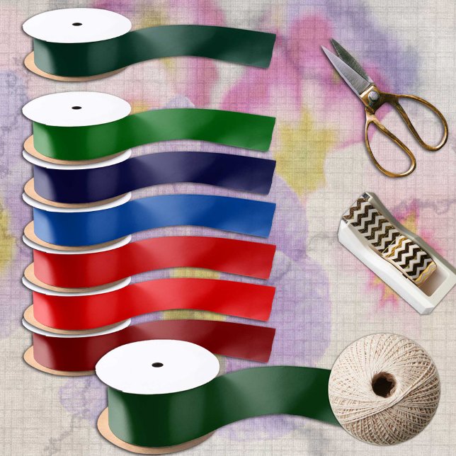 Dark Green Cedar tree solid minimalist Satin Ribbon (Creator Uploaded)