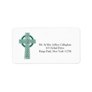 Dark Green Celtic Cross with Return Address Label
