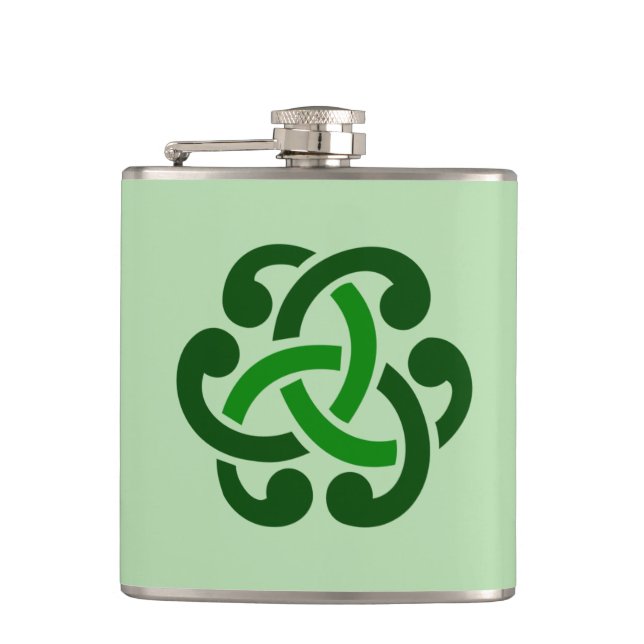 Dark Green Celtic Knot Hip Flask (Front)