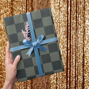 Dark Green Checkerboard Wrapping Paper