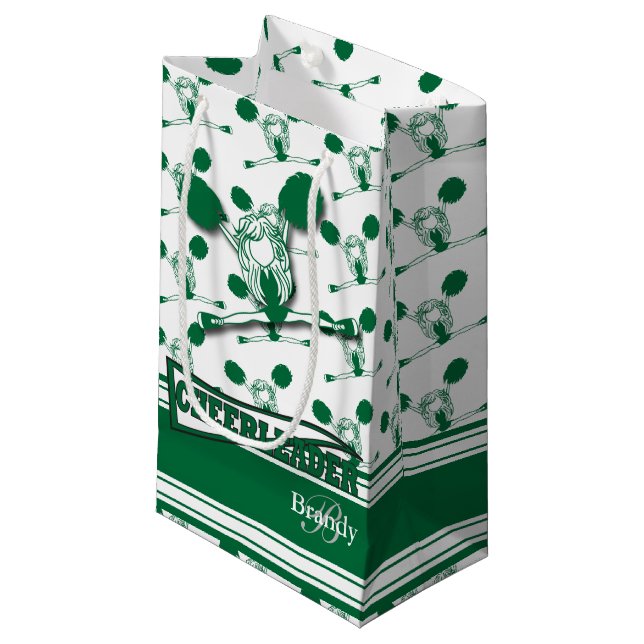 Dark Green Cheerleader - DIY Text Small Gift Bag (Front Angled)