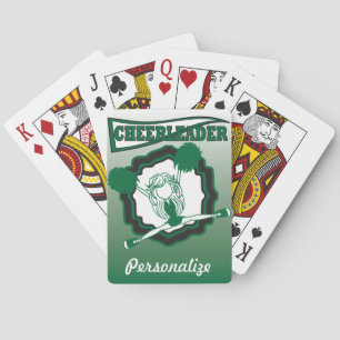 Dark Green Cheerleader Personalise Playing Cards