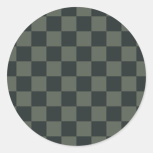 Dark Green Chequerboard Classic Round Sticker