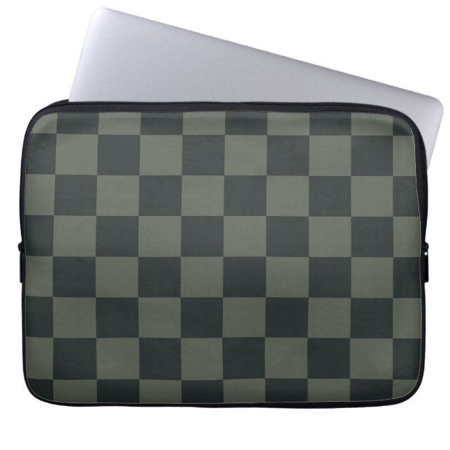 Dark Green Chequerboard Laptop Sleeve (Front)