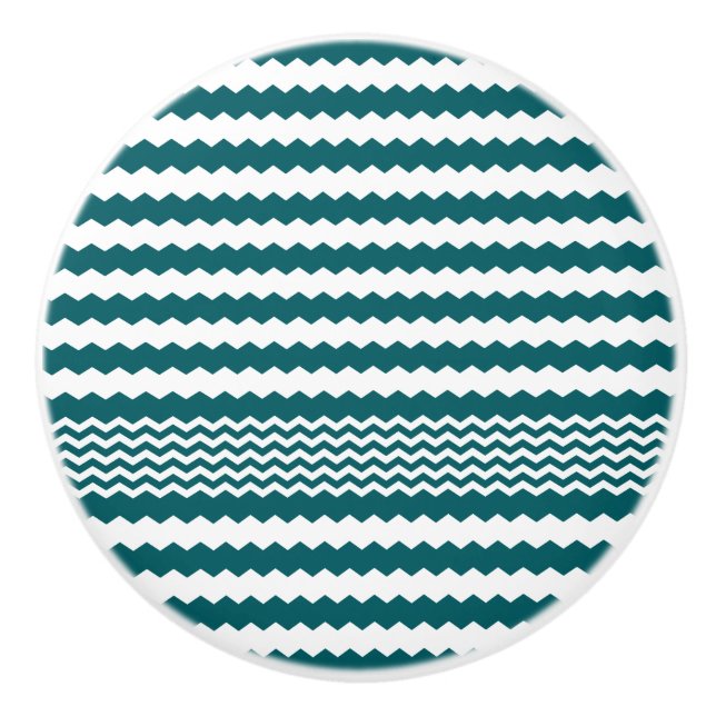 Dark Green Chevron Design - Drawer Knob (Front)
