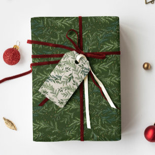 Dark Green Classic Pine Wreath Christmas Holiday Wrapping Paper